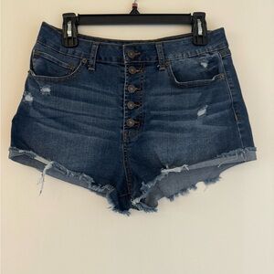 Rewash Peace Love Eco Women Jean Denim Shorts Button Fly High Rise Size 13/31